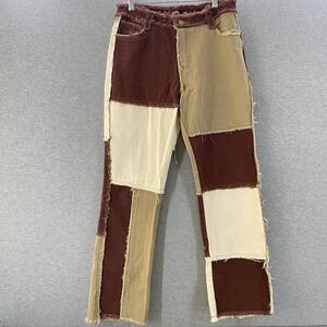 Jaded London Women's Frayed Patchwork Boho Whimsigoth Y2k 90s Festival Jeans W28